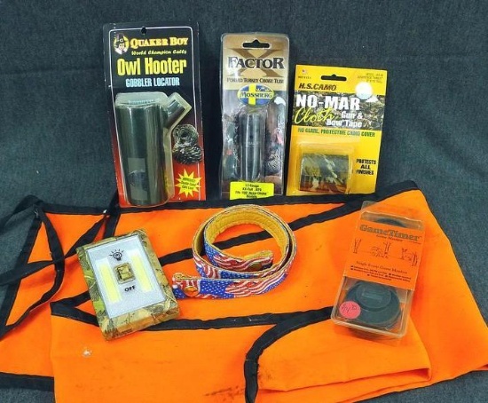 Quaker Boy owl hooter; Factor X Ported turkey choke tube; Mossberg 12 ga XX-full .670 fits 500