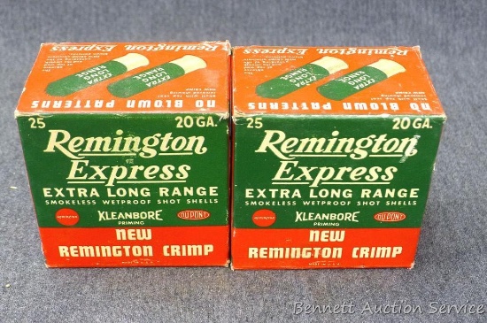 Two full boxes Remington Express 20 gauge shot shells. Box collectors - these are pretty nice.