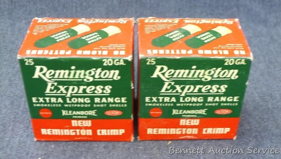 Two full boxes Remington Express 20 gauge shot shells. Box collectors - these are pretty nice.