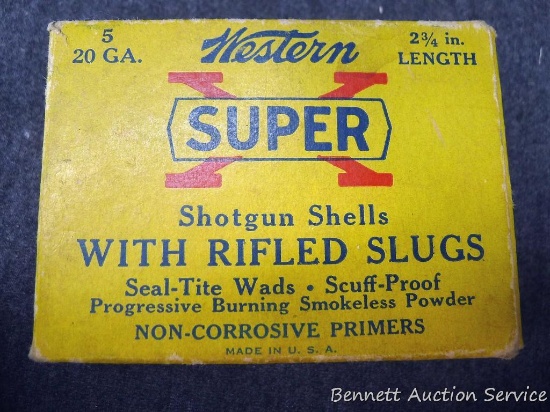 Uncommon Wester SuperX 20 gauge rifled slug shot shells. Box has nice color and graphics, correct
