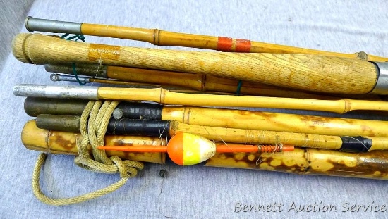 3 Sets of cane poles, one set has brass inserts and is approx 200". All appear in useable condition.