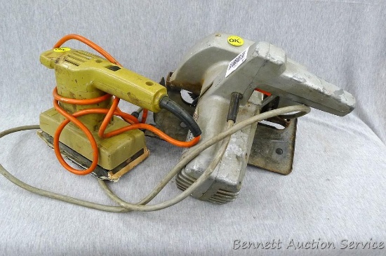 Black and Decker circular saw and finishing sander, both run.