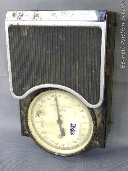 Hanson Weight Master was made in the USA and weighs up to 250 lbs. Measures approx 10" x 16" x 6".