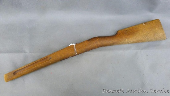 Bolt action rifle stock is 31" long. Looks military to me. Stamped 453312 in cut out for barrel