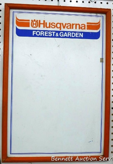 Husqvarna Forest & Garden white board is about 17" x 24".