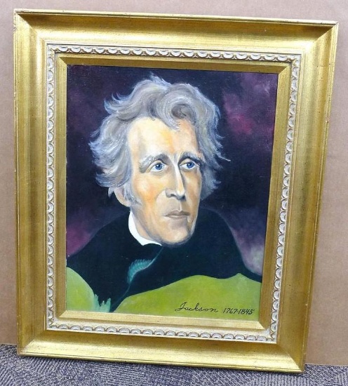 Nicely framed painting is marked Jackson 1767-1845. Measures approx 23" x 27" over frame.
