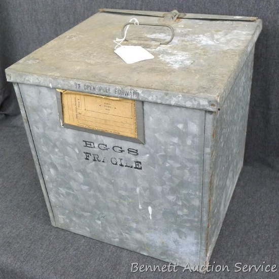 Galvanized Saf-T-Crate held 12 dozen eggs and was used for shipping through the United States Postal