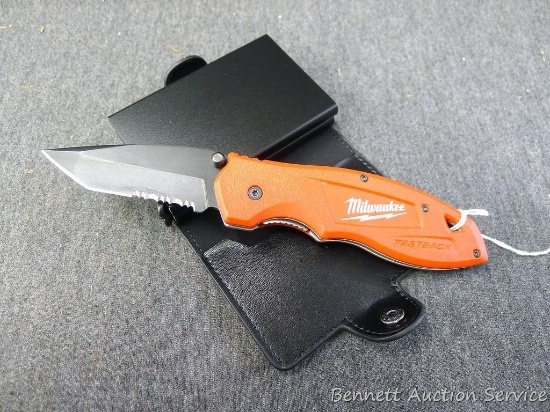 Milwaukee Fastback spring assisted knife is 7-3/4" open and has a few nicks in the edge, otherwise