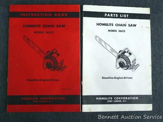 Instruction book and parts list for Homelite Model 26LCS.
