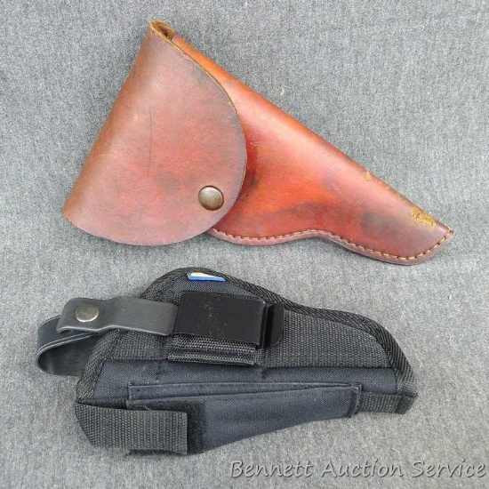 Pro Tech Outdoors holster and a nice leather holster. Pro Tech Intimidator holster body is about 8"