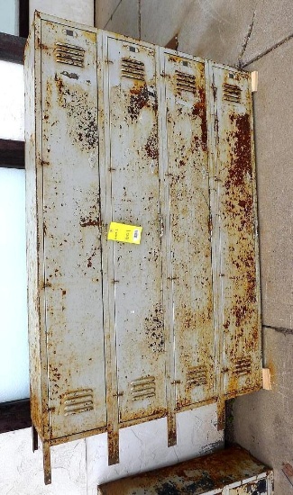For door metal; lockers have cute handles and measure about 49" x 12" x 73". Doors do not open