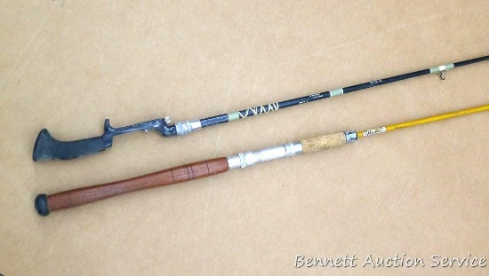 Two St. Croix and Angler fishing rods, longest is about 75" long. Eyes look to be in good condition.