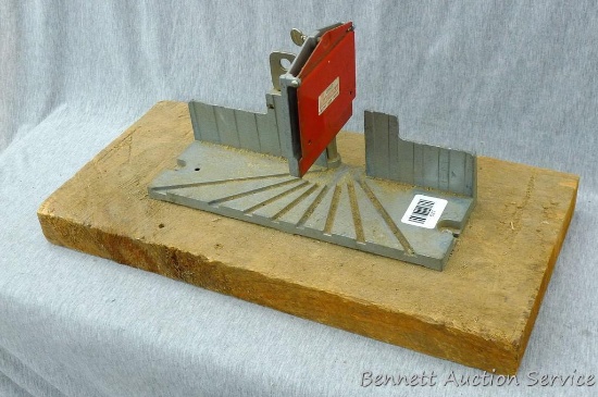 Stanley Handy Man miter box is model No. H114 and is mounted on a 9-1/2" x 20" board.