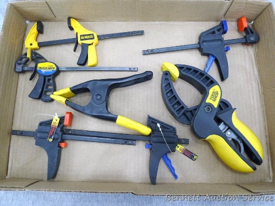 Quick Grip, DeWalt, and Tool Shop wood clamps. Quick Grip clamp is 8".