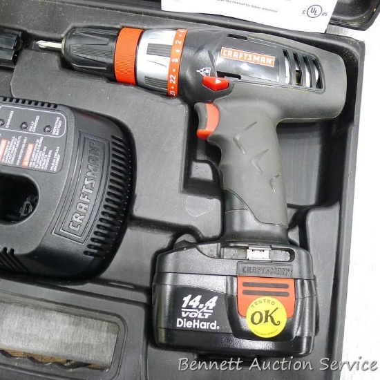 Craftsman 3/8", 14.4 volt cordless drill-driver variable speed/reversible, model 315.115470; appears