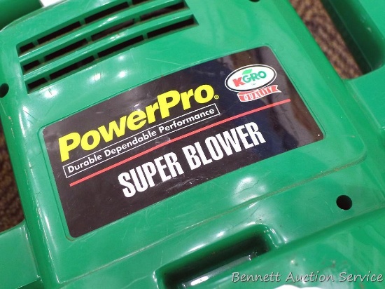 Electric Power Pro super blower, runs. Marked K Grow quality and has two speeds. Stands approx 38"