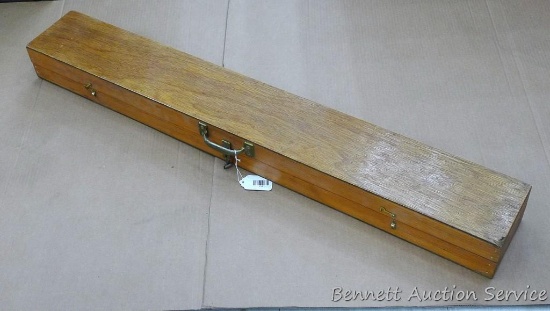 Nice homemade wooden fishing pole case is about 47" x 7" x 4".