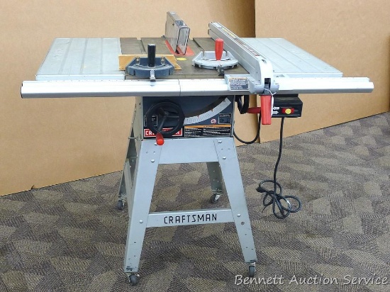 Craftsman 10" table saw with two miter gauges, Align-A-Rip precision rip fence, table extensions,