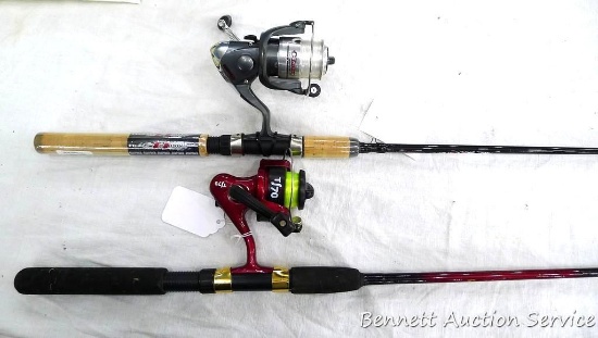 South Bend rod and reel, and a new Husky Rapala rod and reel. Both are in good condition, longer is