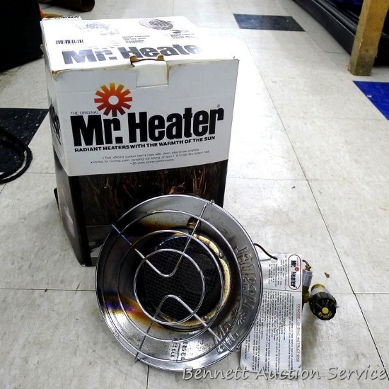 Mr. Heater Model MH12T radiant LP space heater for use with 4 to 20 lb. cylinders.
