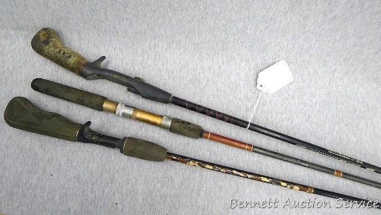 3 Graphite fishing rods, longest is 70", eyelets look good.