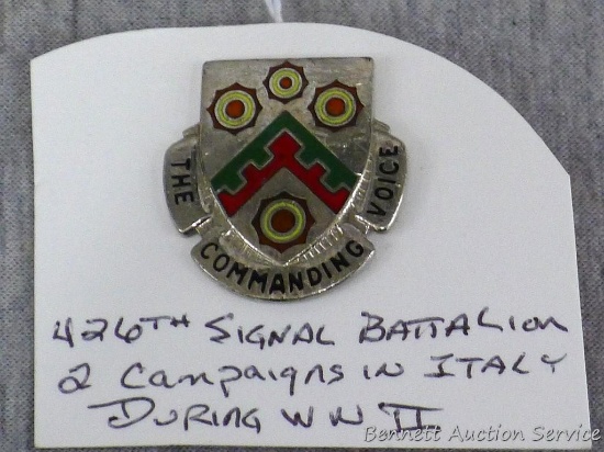 The Commanding Voice pin commemorating 426th Signal Battalion - 2 campaigns in Italy during WWII.