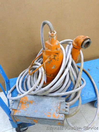 Heavy duty submersible pump for irrigation or similar. Stands 20" tall, has 2" discharge, is 220