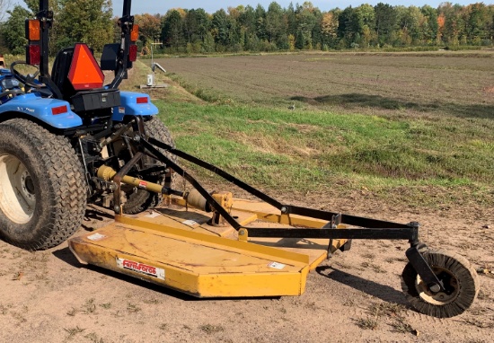 Watch the video.  Farm Force brush hog with 5' deck.