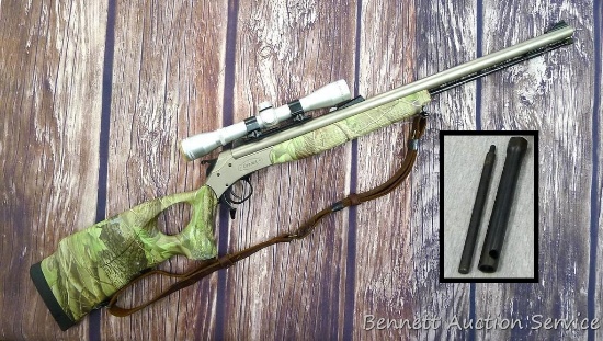CVA Optima Magnum .50 cal inline muzzleloading rifle with 4x32 scope and Realtree thumb hole stock.