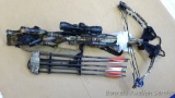 TenPoint Titan Extreme crossbow. Has cocking rope, sling, 10 point lighted scope with covers, quiver
