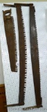 2 antique two man crosscut saws, longest is about 70