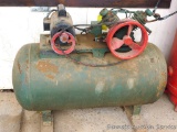 Horizontal air compressor has a Dayton long life motor. Pulley piece is broken on motor. Seller