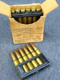 18 rounds 7.35x51mm Carcano, FMJ, two clips in original box.
