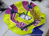Pull behind Ski Tube II boating tube has hand pump and includes tow rope. Tube is 48
