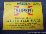 Uncommon Wester SuperX 20 gauge rifled slug shot shells. Box has nice color and graphics, correct