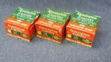 Two full and one partial boxes Remington Express 20 gauge shot shells. Partial box is only missing