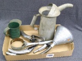 2 Quart galvanized oil can; galvanized funnel; oil can spouts; oil filter wrench and more.