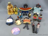 Collection of Black Americana figurines and candles, boy with watermelon is about 8