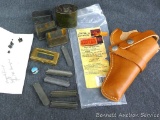 NIP Hunter brand 1100-11 leather holster; M1 Garand clips; Carcano clip; 7.62 clip; more. Will ship