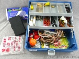 CatchAll two-tray tackle box holds lures, sinkers, plastic worms, bobbers and a RS aquarium air