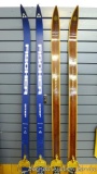 2 Sets of cross country skis incl. Bonna model 2400 wooden skis made in Norway with 3 pin bindings