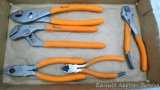 Assortment of pliers; includes side cutters, adjustable pliers and regular pliers; largest measures