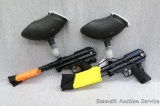 2 PMI paintball pistols with VL200 View Loaders include muzzle protectors, .68 Cal paintballs.