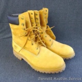 Men's size 12 M Timberland boots are waterproof and have genuine leather uppers and lining. Boots