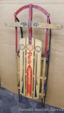 Paris Champion Fastback steel runner sled with original paint and graphics. Nearly four feet long.