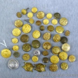 Brass military uniform and other buttons, some antique. Brands include Waterbury, Horstmann, Scovill