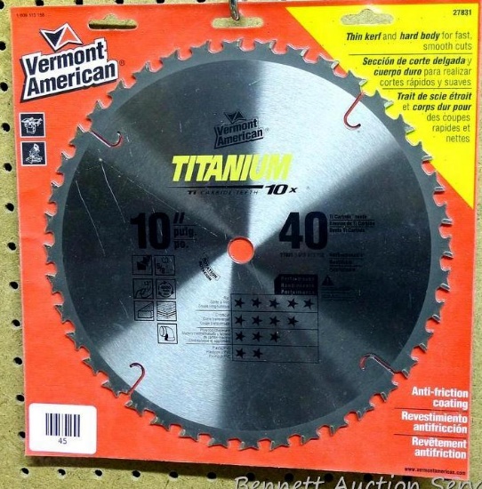 Vermont American 10", 40 tooth Titanium circular saw blade. NIP.