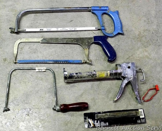 Craftsman hack saw; Perber hack saw; caulk gun and more.