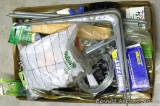 Hardware store dream box filled with peg board hooks, nails, springs, lag screws, shelf brackets and