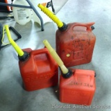 Older style frustration free gas totes 2-1/2, 2 and 1 gallon.